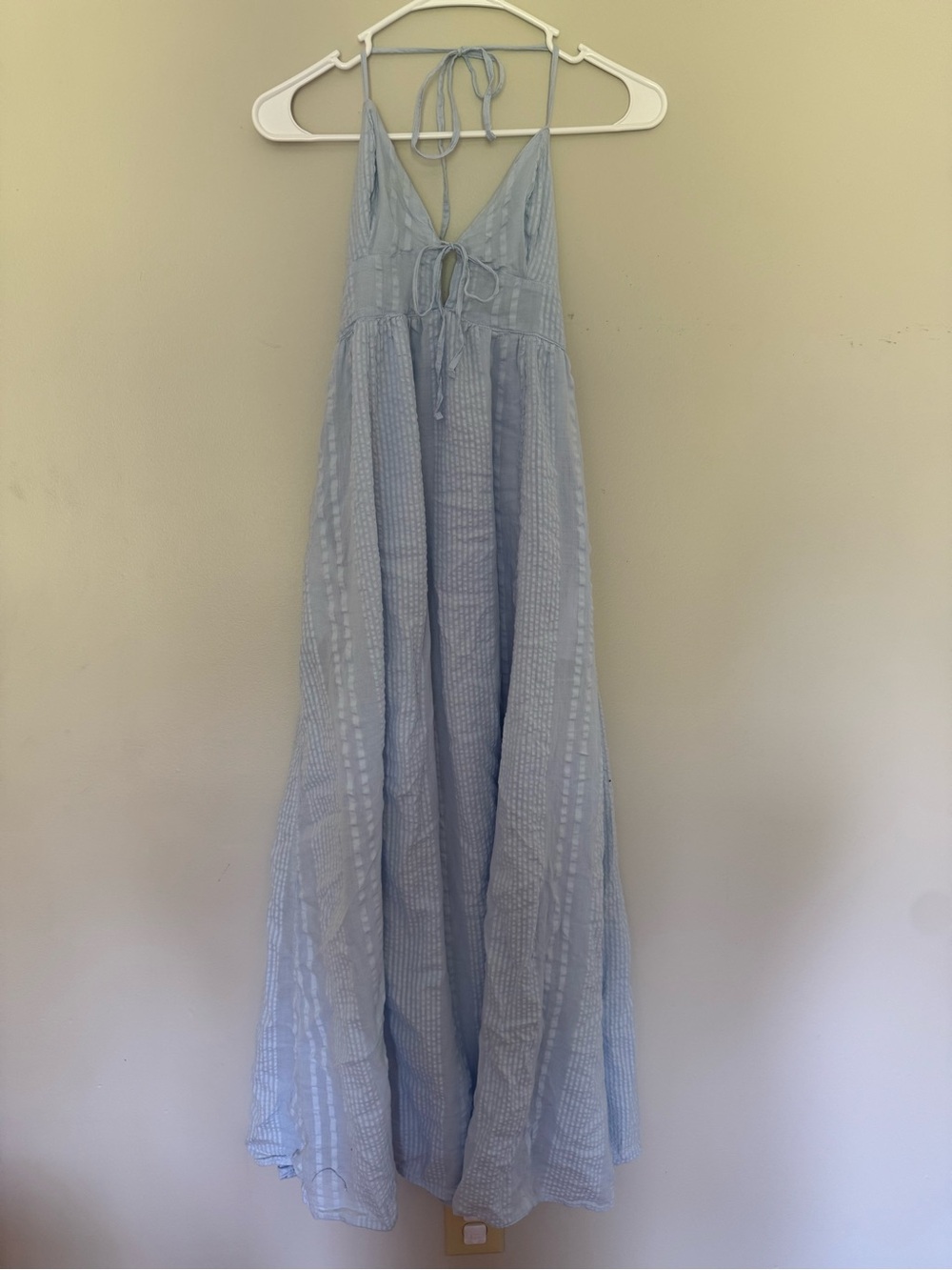 aerie Light Blue Halter Tie-Front Maxi Dress - Picture 1 of 4
